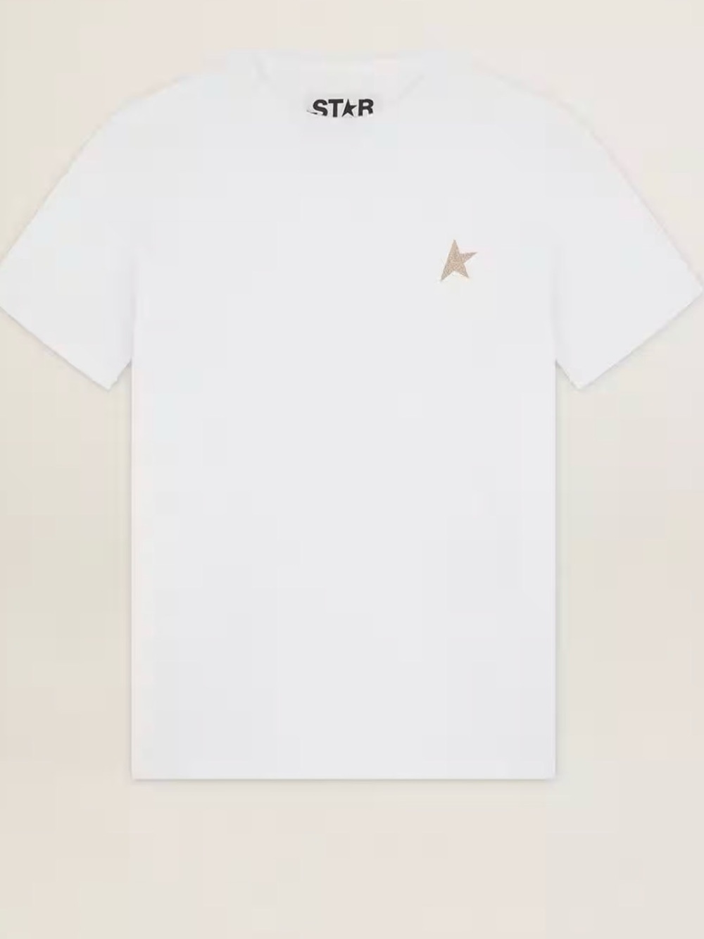 Golden Goose White Crewneck T-Shirt with Gold Star Patch